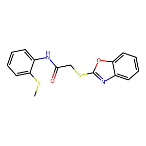 2-(benzo[d]oxazol-2-ylthio)-N-(2-(methylthio)phenyl)acetamide structure