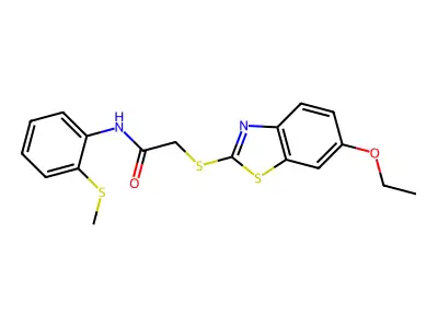 2-[(6-ethoxy-1,3-benzothiazol-2-yl)sulfanyl]-N-(2-methylsulfanylphenyl)acetamide structure