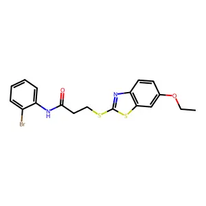 N-(2-bromophenyl)-3-[(6-ethoxy-1,3-benzothiazol-2-yl)sulfanyl]propanamide structure