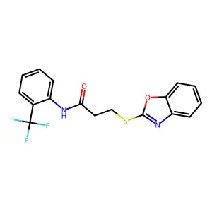 3-(1,3-benzoxazol-2-ylsulfanyl)-N-[2-(trifluoromethyl)phenyl]propanamide structure