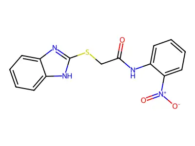 2-(1H-benzimidazol-2-ylsulfanyl)-N-(2-nitrophenyl)acetamide structure