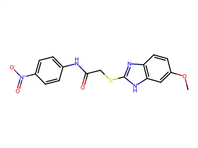 2-[(6-methoxy-1H-benzimidazol-2-yl)sulfanyl]-N-(4-nitrophenyl)acetamide structure