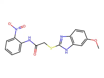 2-[(5-methoxy-1H-benzimidazol-2-yl)sulfanyl]-N-(2-nitrophenyl)acetamide structure