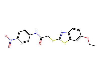 2-[(6-ethoxy-1,3-benzothiazol-2-yl)sulfanyl]-N-(4-nitrophenyl)acetamide structure
