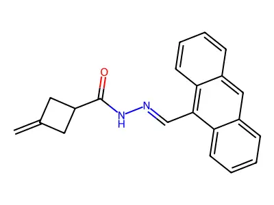 N-[(E)-anthracen-9-ylmethylideneamino]-3-methylidenecyclobutane-1-carboxamide structure