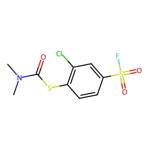 S-[2-chloro-4-(fluorosulfonyl)phenyl] dimethylcarbamothioate structure