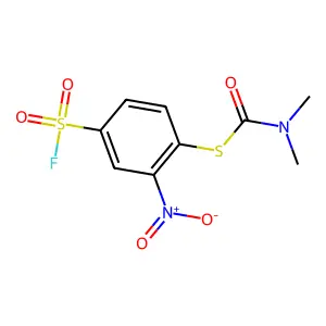 S-[4-(fluorosulfonyl)-2-nitrophenyl] dimethylcarbamothioate structure
