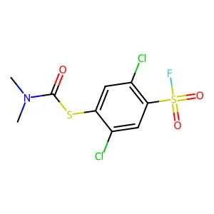 S-[2,5-dichloro-4-(fluorosulfonyl)phenyl] dimethylcarbamothioate structure