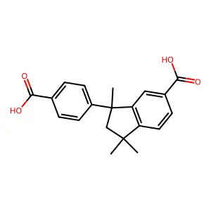 3-(4-carboxyphenyl)-2,3-dihydro-1,1,3-trimethyl-1H-indene-5-carboxylic acid structure