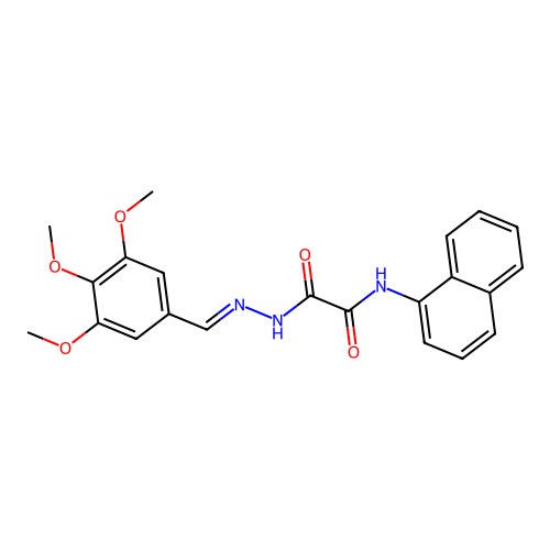N-(1-naphthyl)-2-oxo-2-[(2E)-2-(3,4,5-trimethoxybenzylidene)hydrazino]acetamide structure