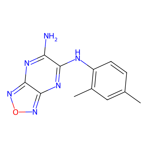 N-(2,4-dimethylphenyl)[1,2,5]oxadiazolo[3,4-b]pyrazine-5,6-diamine structure