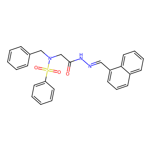 2-[benzenesulfonyl(benzyl)amino]-N-[(E)-naphthalen-1-ylmethylideneamino]acetamide structure