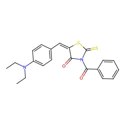 (E)-3-benzoyl-5-(4-(diethylamino)benzylidene)-2-thioxothiazolidin-4-one structure