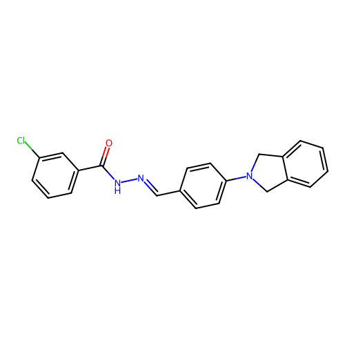 3-chloro-N-[(E)-[4-(1,3-dihydroisoindol-2-yl)phenyl]methylideneamino]benzamide structure