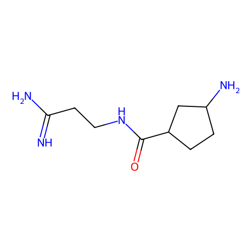 3-amino-N-(3-amino-3-iminopropyl)cyclopentane-1-carboxamide structure