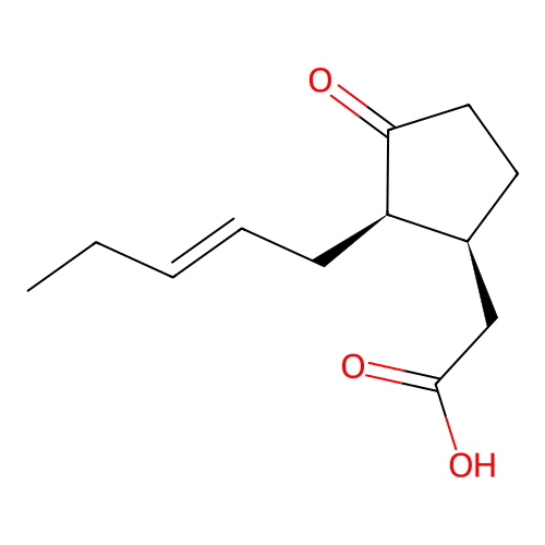 Cyclopentaneacetic acid, 3-oxo-2-(2-pentenyl)-, cis-(-)- structure