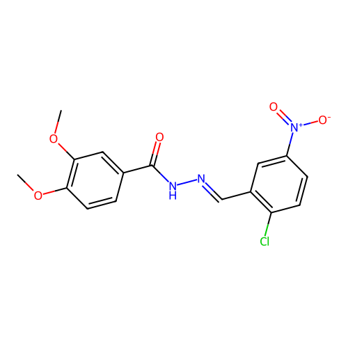 N-[(2-chloro-5-nitrophenyl)methylideneamino]-3,4-dimethoxybenzamide structure