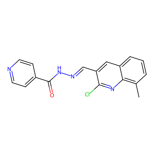 N'-[(E)-(2-chloro-8-methylquinolin-3-yl)methylidene]pyridine-4-carbohydrazide structure