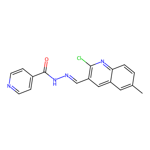 N'-[(E)-(2-chloro-6-methylquinolin-3-yl)methylidene]pyridine-4-carbohydrazide structure