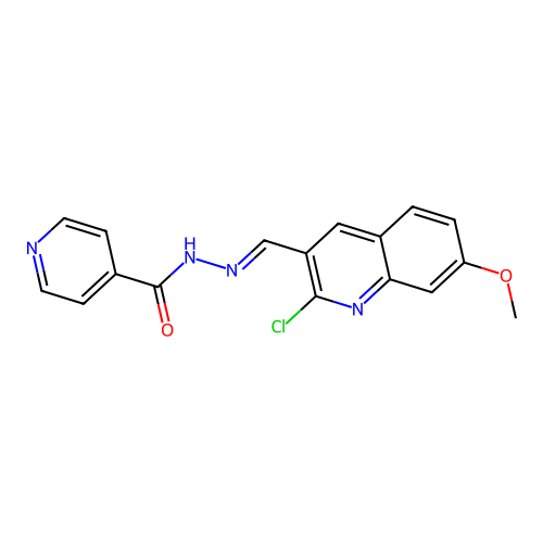 N'-[(E)-(2-chloro-7-methoxyquinolin-3-yl)methylidene]pyridine-4-carbohydrazide structure