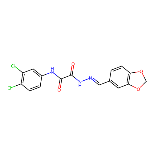 2-(2-(1,3-Benzodioxol-5-ylmethylene)hydrazino)-N-(3,4-DI-CL-PH)-2-oxoacetamide structure