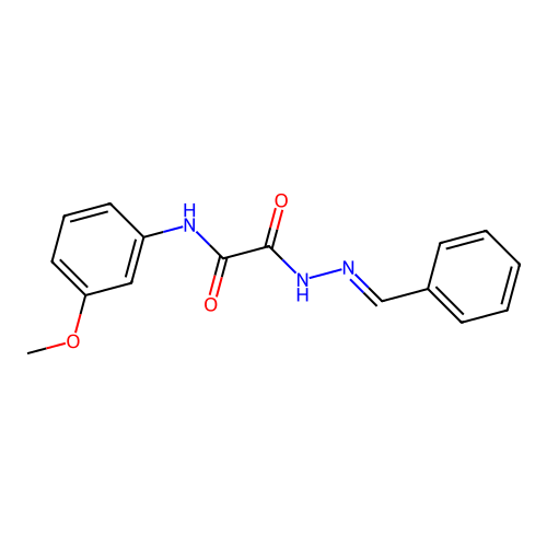 N'-(benzylideneamino)-N-(3-methoxyphenyl)oxamide structure