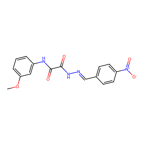 N-(3-Methoxyphenyl)-2-(2-(4-nitrobenzylidene)hydrazino)-2-oxoacetamide structure