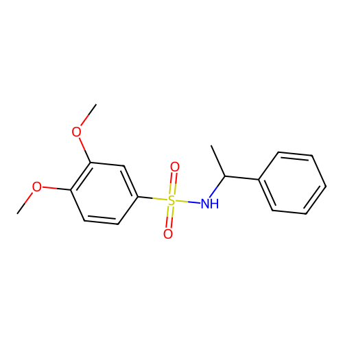 3,4-dimethoxy-N-(1-phenylethyl)benzenesulfonamide structure