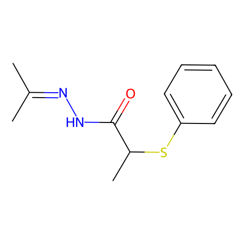 2-(phenylsulfanyl)-N'-(propan-2-ylidene)propanehydrazide structure