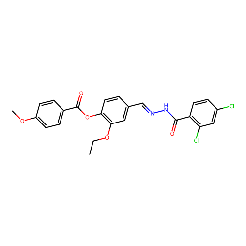 4-(2-(2,4-Dichlorobenzoyl)carbohydrazonoyl)-2-ethoxyphenyl 4-methoxybenzoate structure