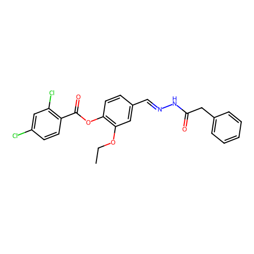 2-ethoxy-4-{(E)-[(phenylacetyl)hydrazono]methyl}phenyl 2,4-dichlorobenzoate structure