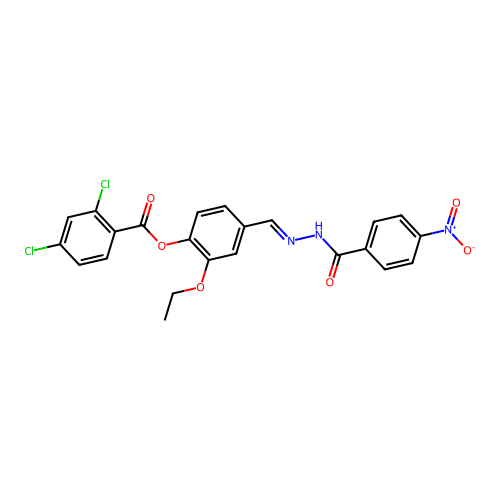 2-Ethoxy-4-(2-(4-nitrobenzoyl)carbohydrazonoyl)phenyl 2,4-dichlorobenzoate structure
