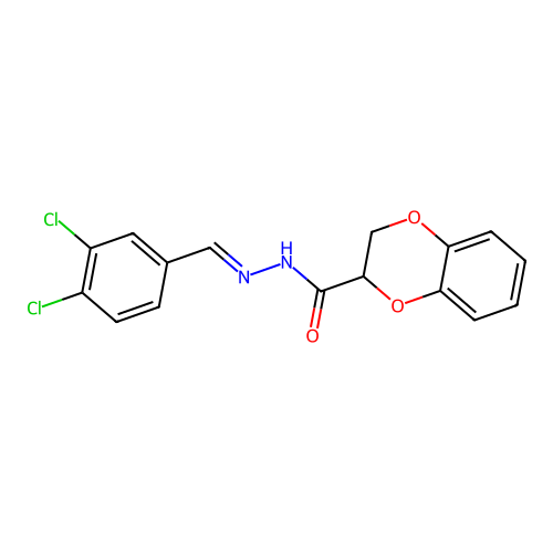 N'-[(E)-(3,4-dichlorophenyl)methylidene]-2,3-dihydro-1,4-benzodioxine-2-carbohydrazide structure