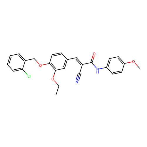 (E)-3-[4-[(2-chlorophenyl)methoxy]-3-ethoxyphenyl]-2-cyano-N-(4-methoxyphenyl)prop-2-enamide structure