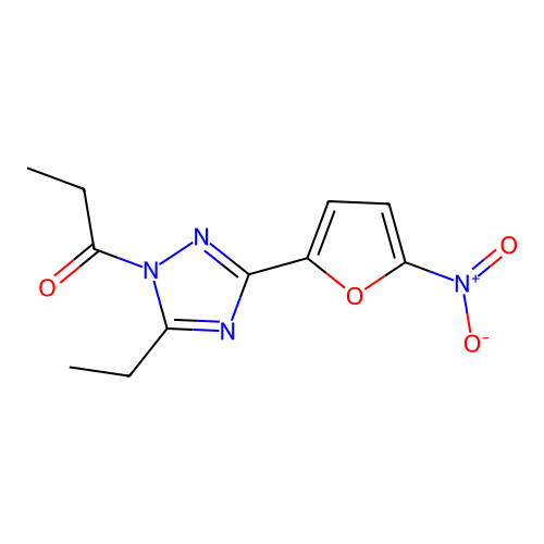 1-Propanone, 1-[5-ethyl-3-(5-nitro-2-furanyl)-1H-1,2,4-triazol-1-yl]- structure