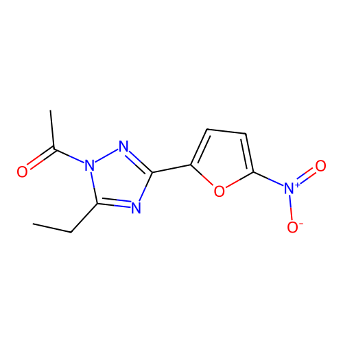 Ethanone, 1-[5-ethyl-3-(5-nitro-2-furanyl)-1H-1,2,4-triazol-1-yl]- structure