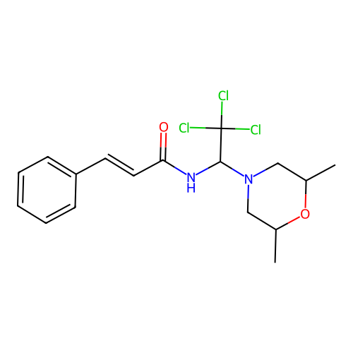 N-(2,2,2-trichloro-1-(2,6-dimethylmorpholino)ethyl)cinnamamide structure