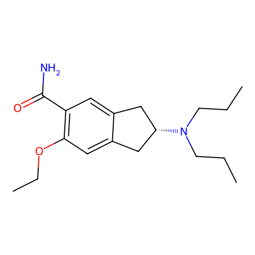 2-(Dipropylamino)-6-ethoxy-2,3-dihydro-1H-indene-5-carboxamide, (2S)- structure