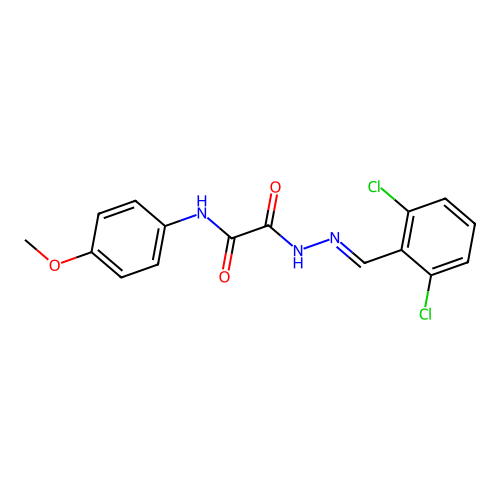 2-(2-(2,6-Dichlorobenzylidene)hydrazino)-N-(4-methoxyphenyl)-2-oxoacetamide structure