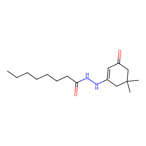 N'-(5,5-dimethyl-3-oxocyclohex-1-en-1-yl)octanehydrazide structure
