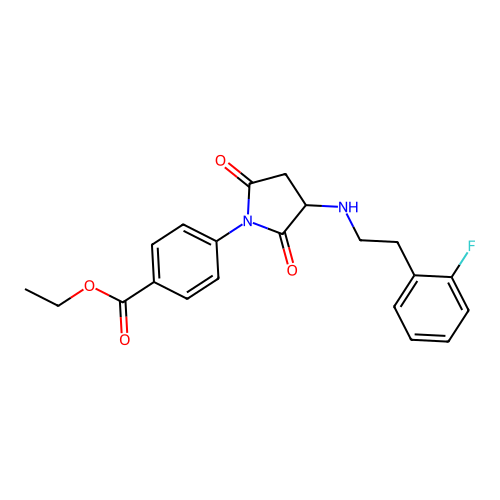 Ethyl 4-(3-{[2-(2-fluorophenyl)ethyl]amino}-2,5-dioxopyrrolidin-1-yl)benzoate structure