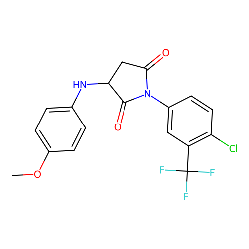 1-[4-chloro-3-(trifluoromethyl)phenyl]-3-[(4-methoxyphenyl)amino]pyrrolidine-2,5-dione structure