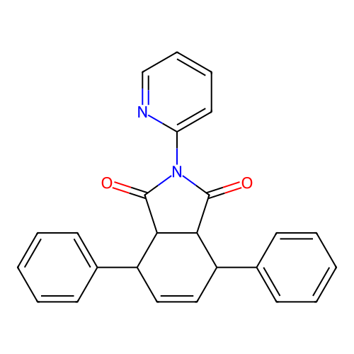 4,7-diphenyl-2-(pyridin-2-yl)-3a,4,7,7a-tetrahydro-1H-isoindole-1,3(2H)-dione structure