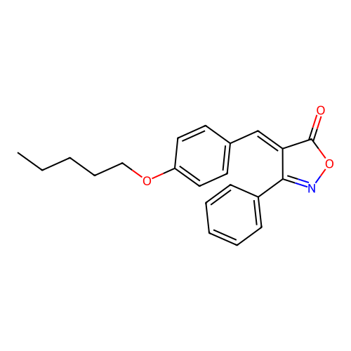 (4E)-4-[4-(pentyloxy)benzylidene]-3-phenyl-1,2-oxazol-5(4H)-one structure