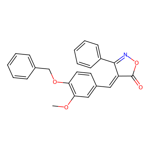 (4E)-4-[4-(benzyloxy)-3-methoxybenzylidene]-3-phenyl-1,2-oxazol-5(4H)-one structure