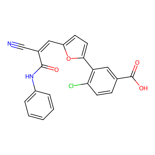 4-chloro-3-[5-[2-cyano-2-(phenylcarbamoyl)ethenyl]-2-furyl]benzoic Acid structure