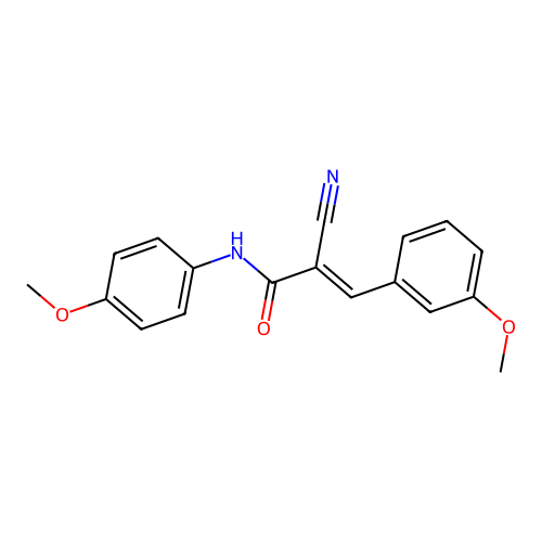 (2E)-2-cyano-3-(3-methoxyphenyl)-N-(4-methoxyphenyl)acrylamide structure
