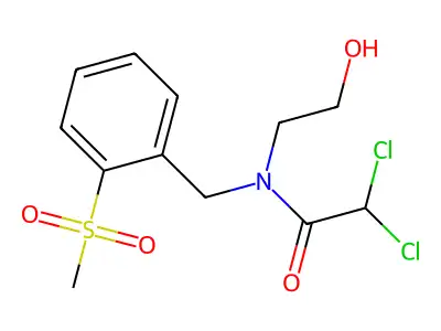 Acetamide, 2,2-dichloro-N-(2-hydroxyethyl)-N-(o-(methylsulfonyl)benzyl)- structure