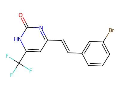4-[2-(3-bromophenyl)ethenyl]-6-(trifluoromethyl)-1H-pyrimidin-2-one structure