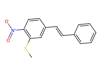 2-Methylsulfanyl-1-nitro-4-(2-phenylethenyl)benzene structure